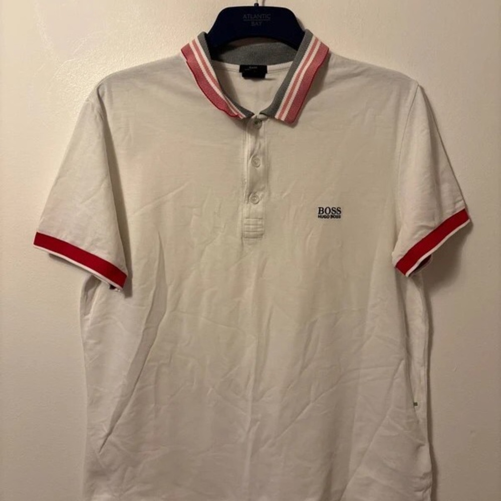 Boss White Shirt with Red Trim